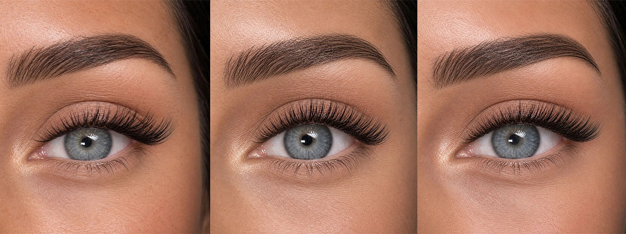 Close-up of models showing their cat, fox, and doll eye styles.