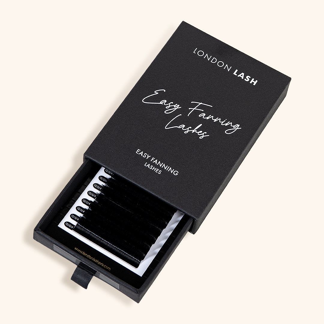 Easy Fanning Mega Volume Lashes 0.05 in black packaging by London Lash