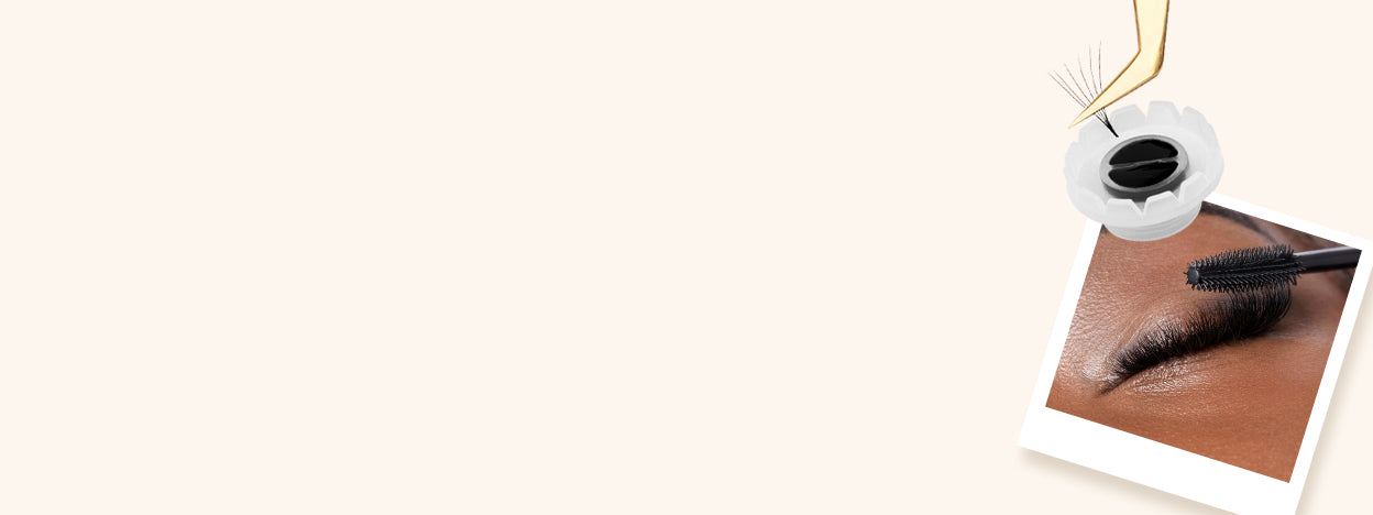 Russian lashes applied with eye lash glue and lash tweezers