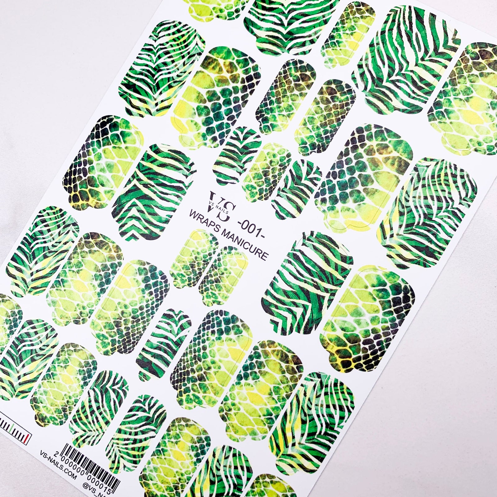 VS wraps manicure 001 with tropcal design from the top nail brand UK Miss Dolla.