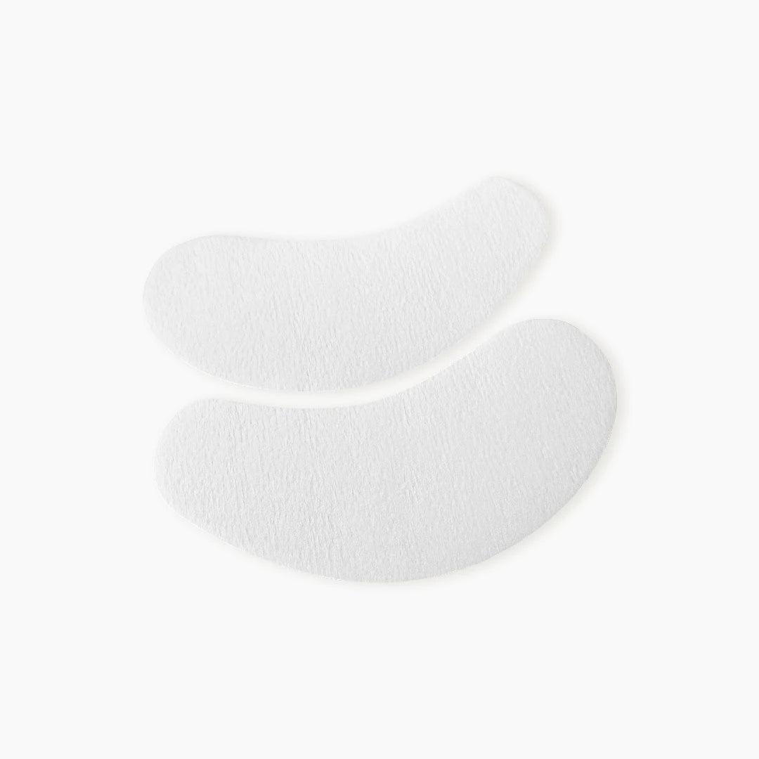 Two London Lash non-woven bio gel eye pads with text on a white background