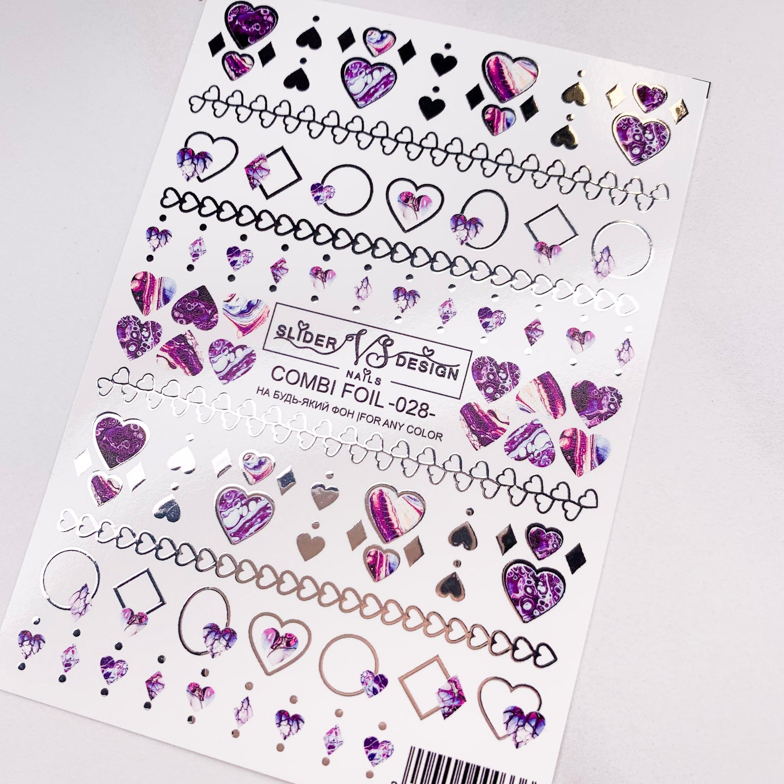 hearts designs vs combi foil 028 from miss dolla nail brand UK