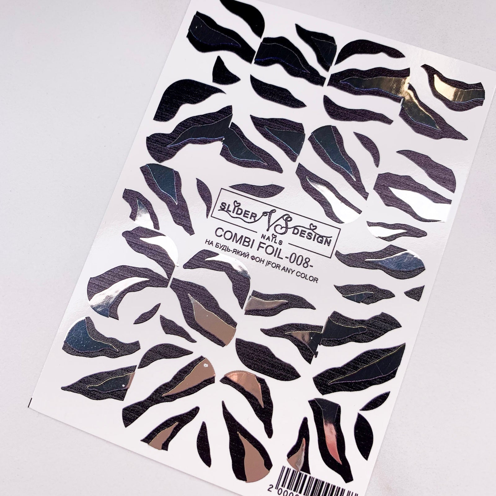 vs combi foil 008 black and white design from miss dolla UK nail film