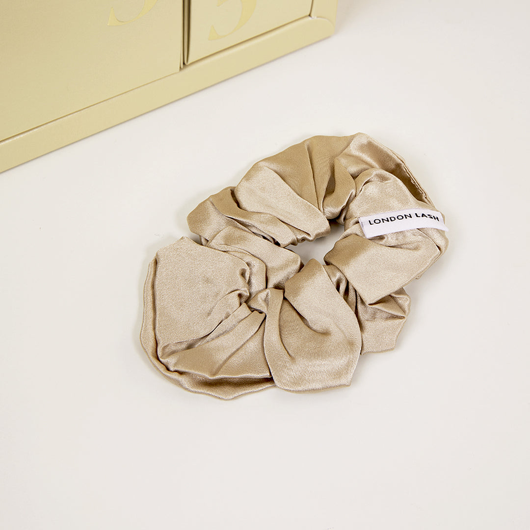 Beige Silk Hair Scrunchie