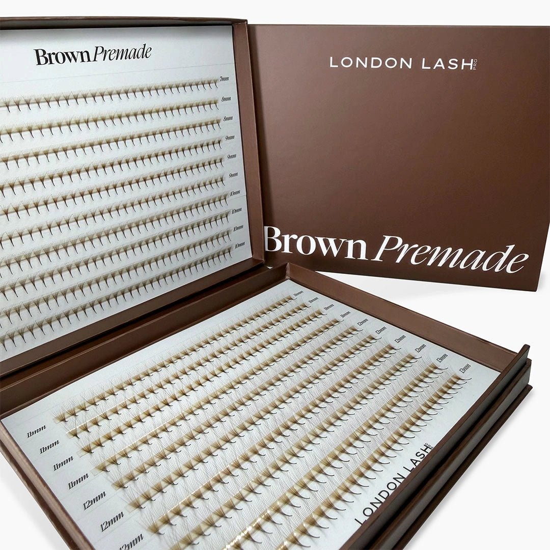 BROWN Narrow Premade/Promade Fans 10D 0.03 640 fans - Mixed Lengths