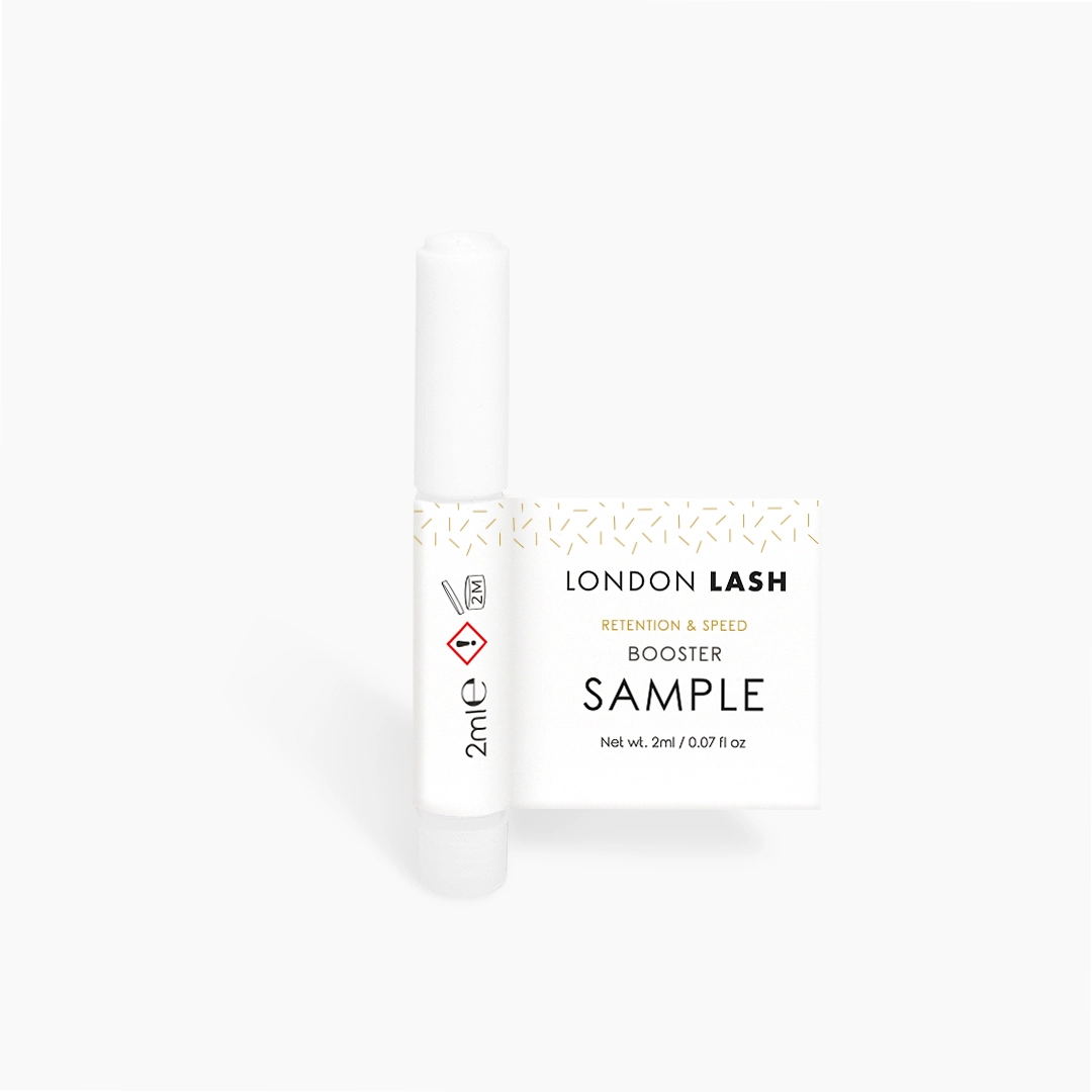 London Lash Booster sample tube on a white background