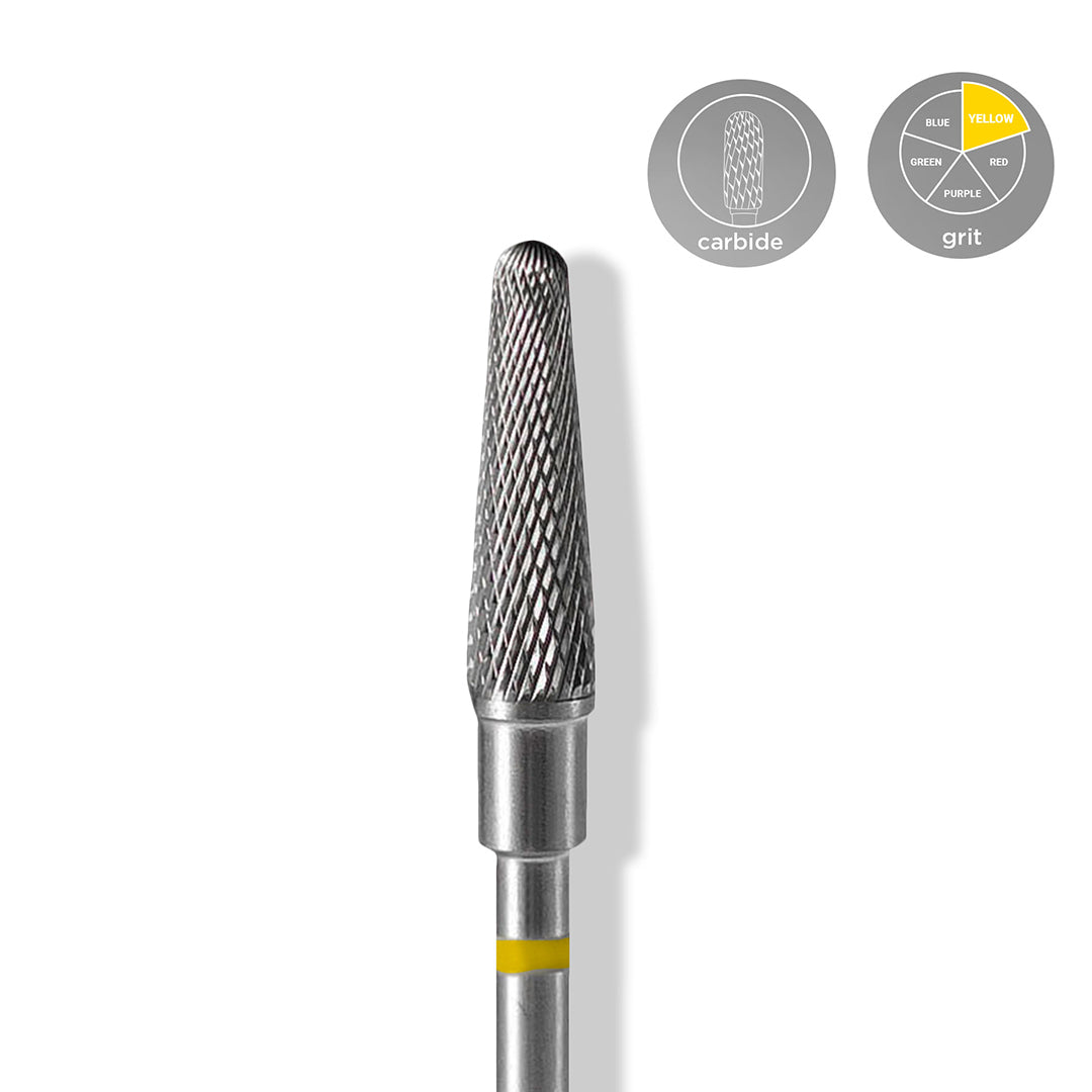 Staleks Carbide 'Frustum' Yellow Nail Drill Bit, head diameter 4mm / working part 13mm
