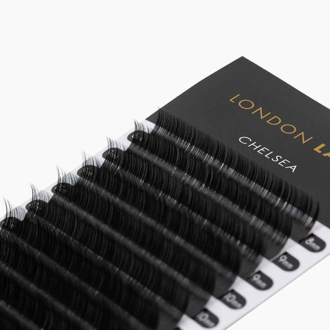 London Lash Chelsea Lashes 0.05 close up image showing fine lash texture on white background
