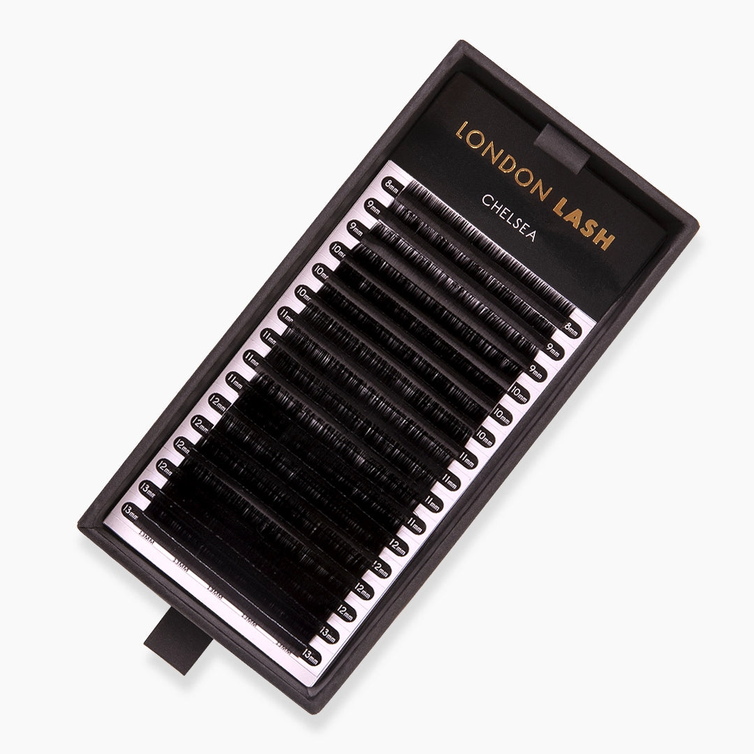 London Lash Chelsea Lashes 0.05 close up image showing fine lash texture on white background