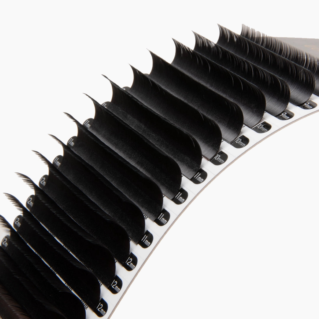 London Lash Chelsea Lashes 0.10 close up image showing fine lash texture on white background