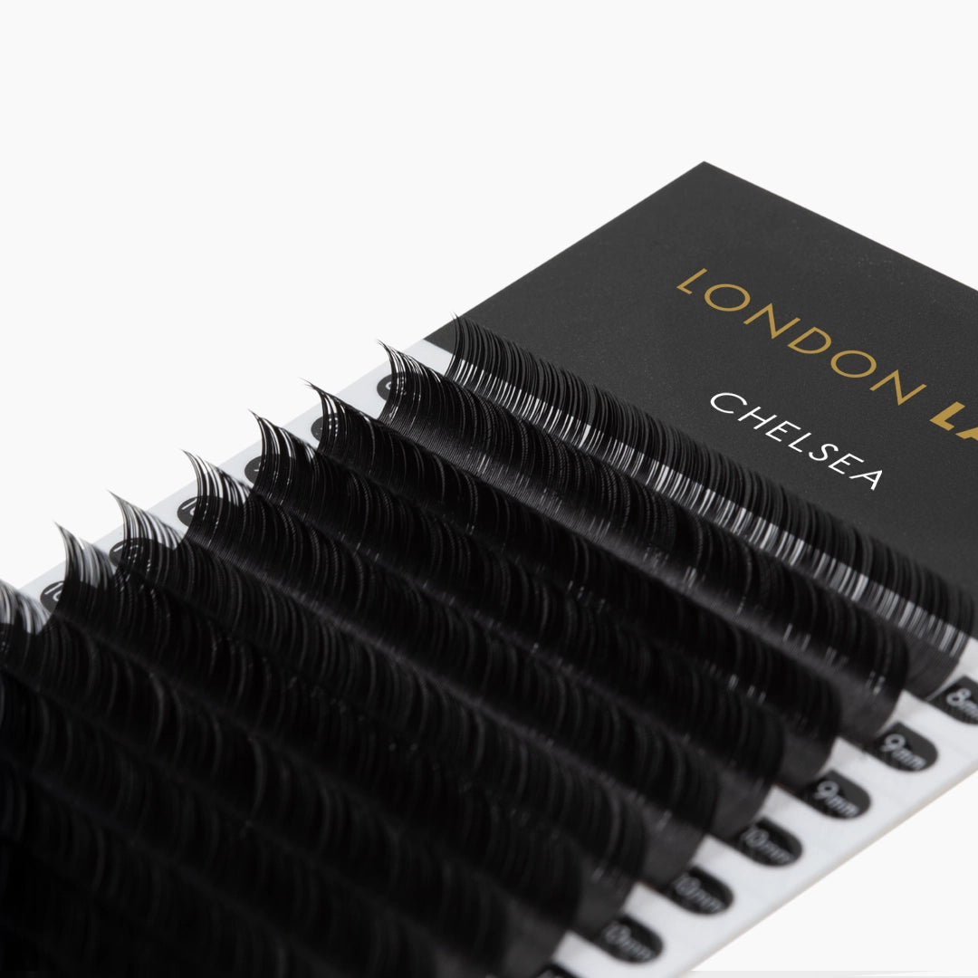 London Lash Chelsea Lashes 0.15 close up image showing fine lash texture on white background