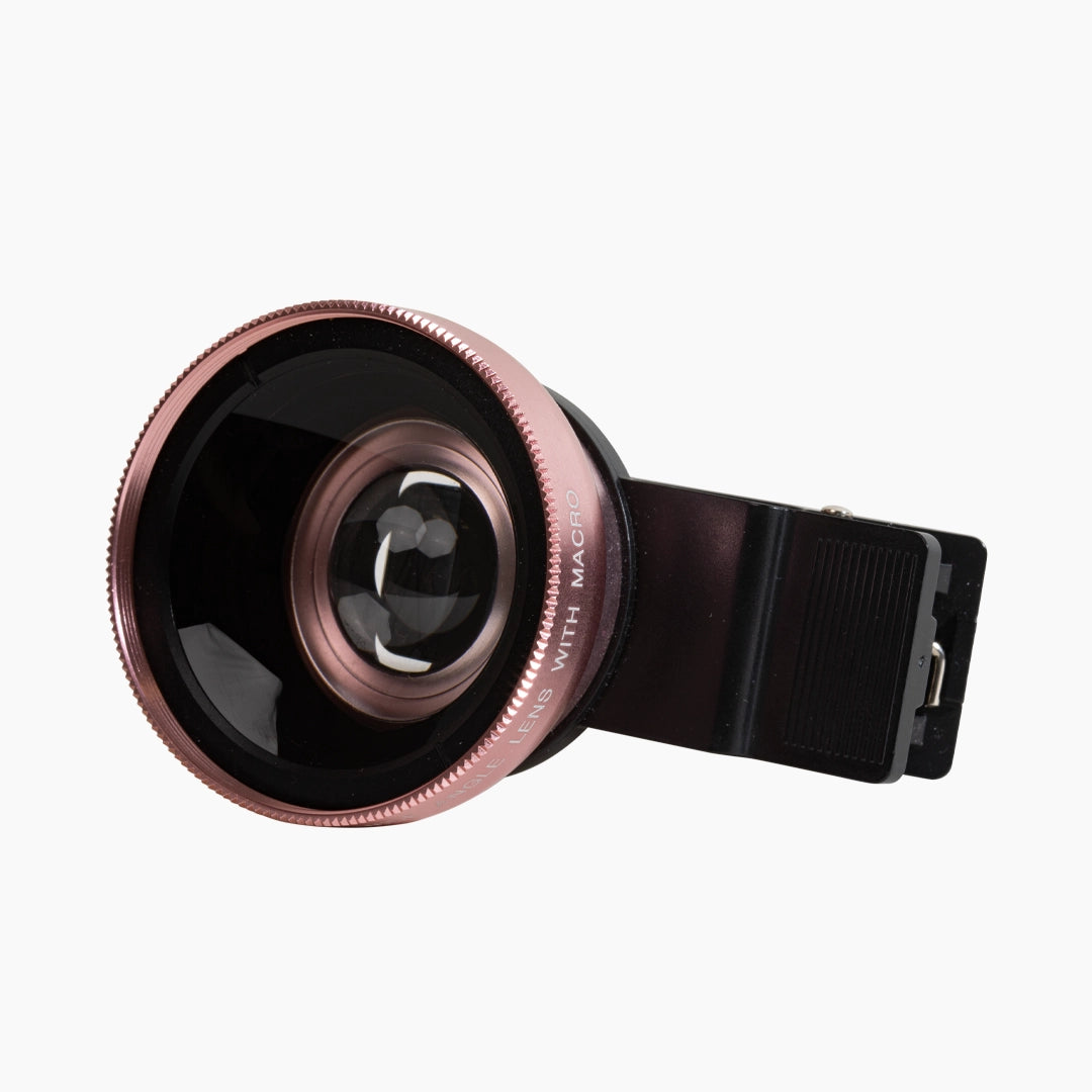 London Lash clip On Macro Phone Lens with rose gold rim on a white background