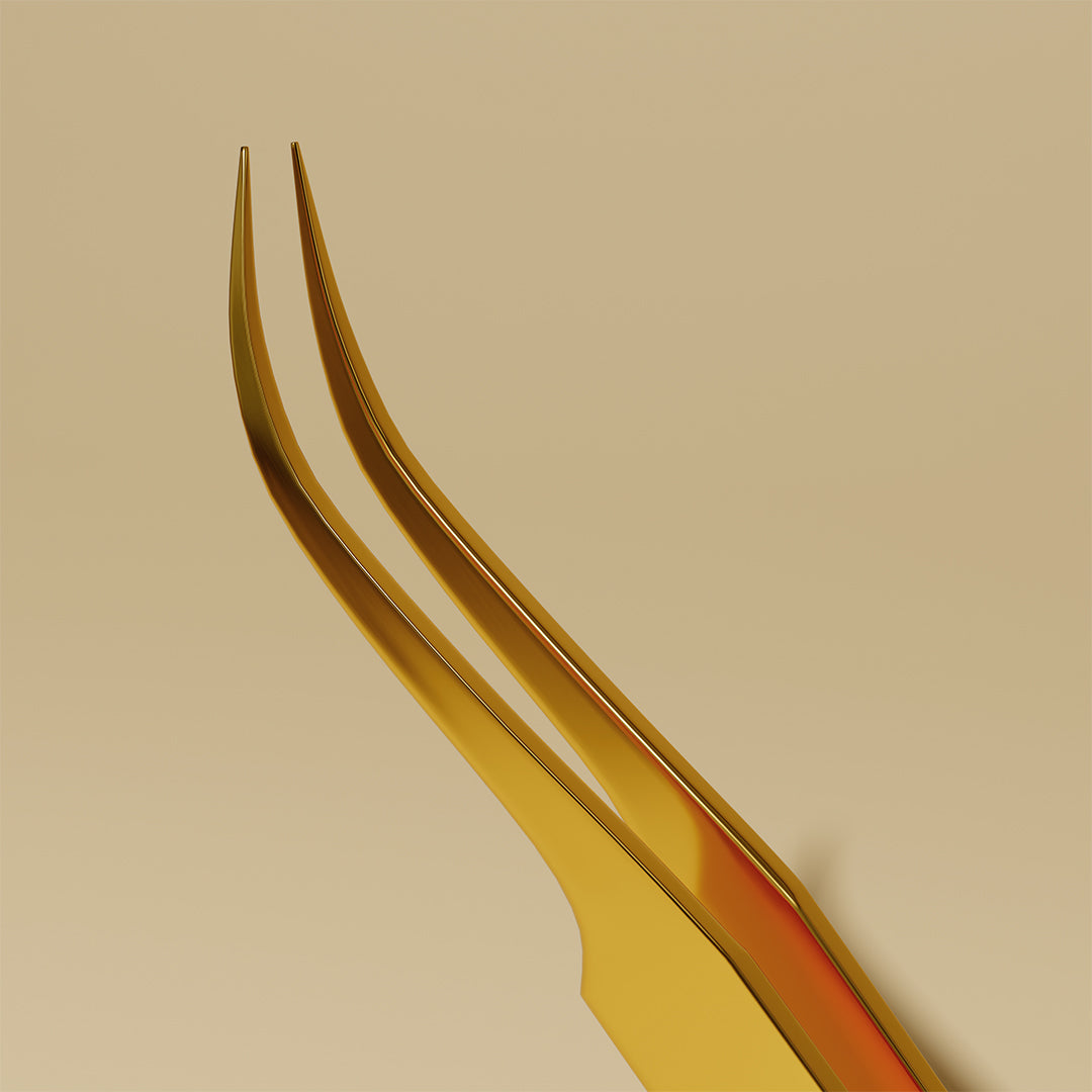 Curved Isolation Eyelash Extensions Tweezers - Gold, Curved Isolation Eyelash Extensions Tweezers, lash tweezers, lash accessories, the best lash accessories, eyelash extensions accessories, the best tweezers for lash extensions 