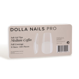 Full Cover Soft Gel Tips Medium Coffin - 550pcs