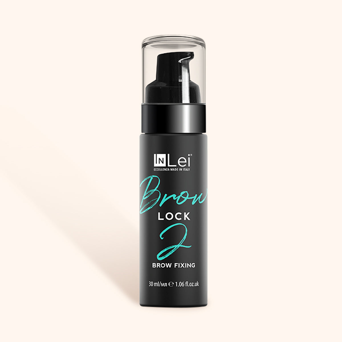 InLei Brow Lock 2 brow lamination treatment bottle on a beige background
