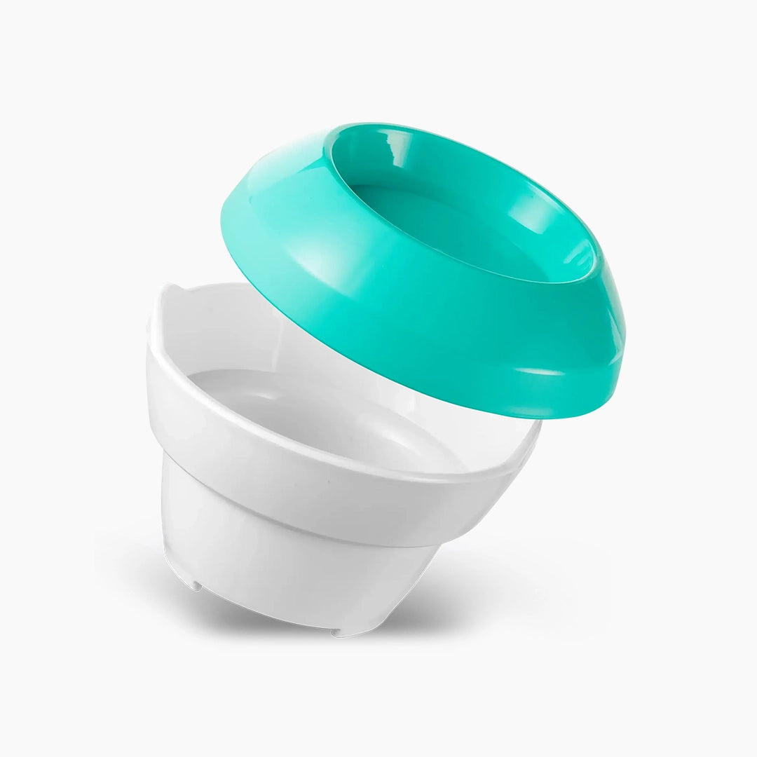 Turquoise and white container with 'InLei' branding on a white background
