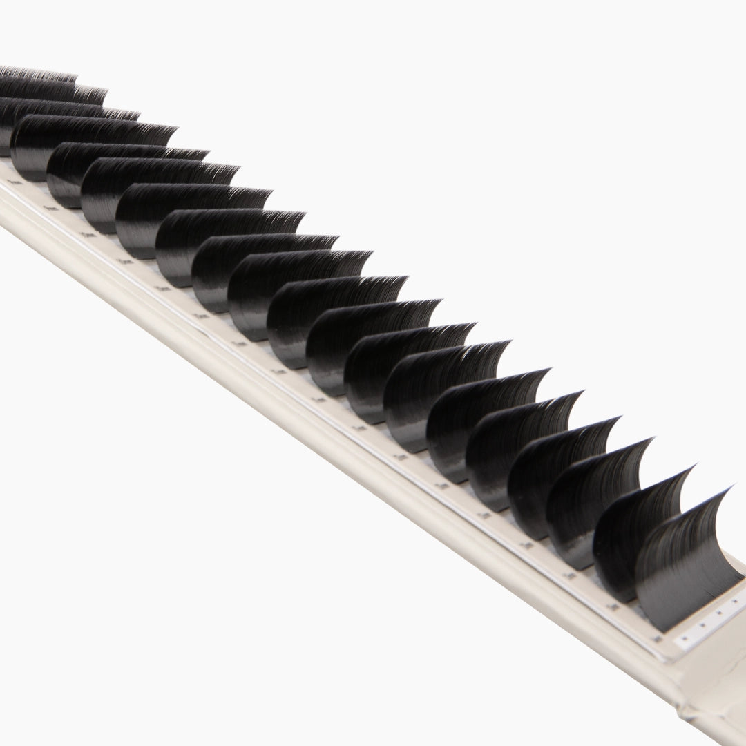 London Lash Kensington Lashes 0.07 close up showing satin finish lash strips in mixed lengths and CC curl