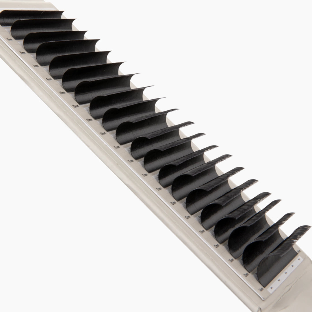 London Lash Kensington Lashes 0.07 close up showing satin finish lash strips in mixed lengths and D curl
