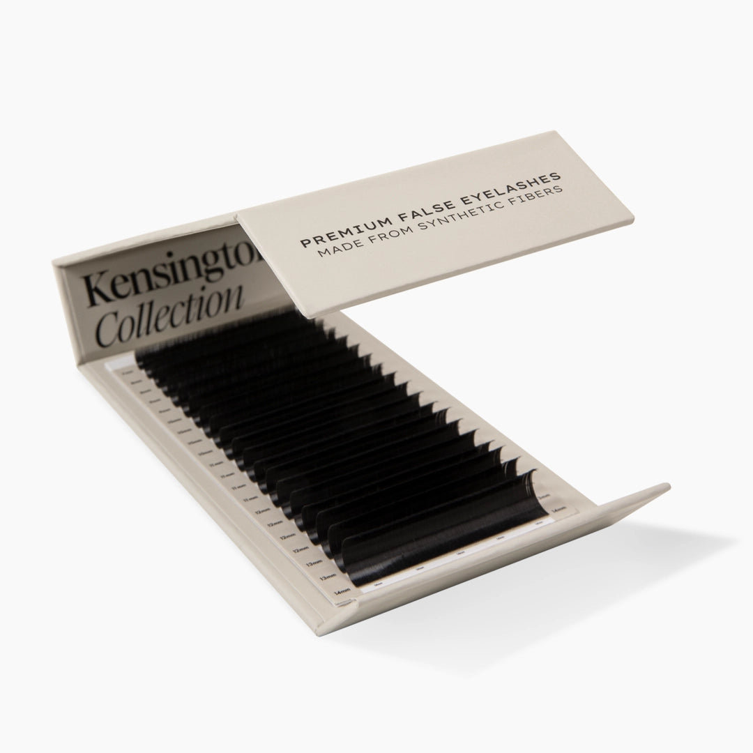 Half open London Lash Volume Kensington Lashes 0.07 tray on a white background