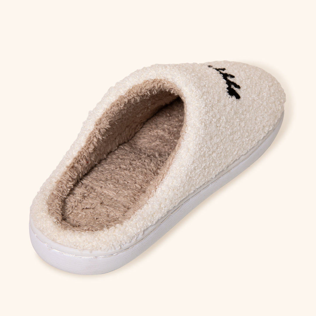 Cosy Teddy Slippers with Lash Design