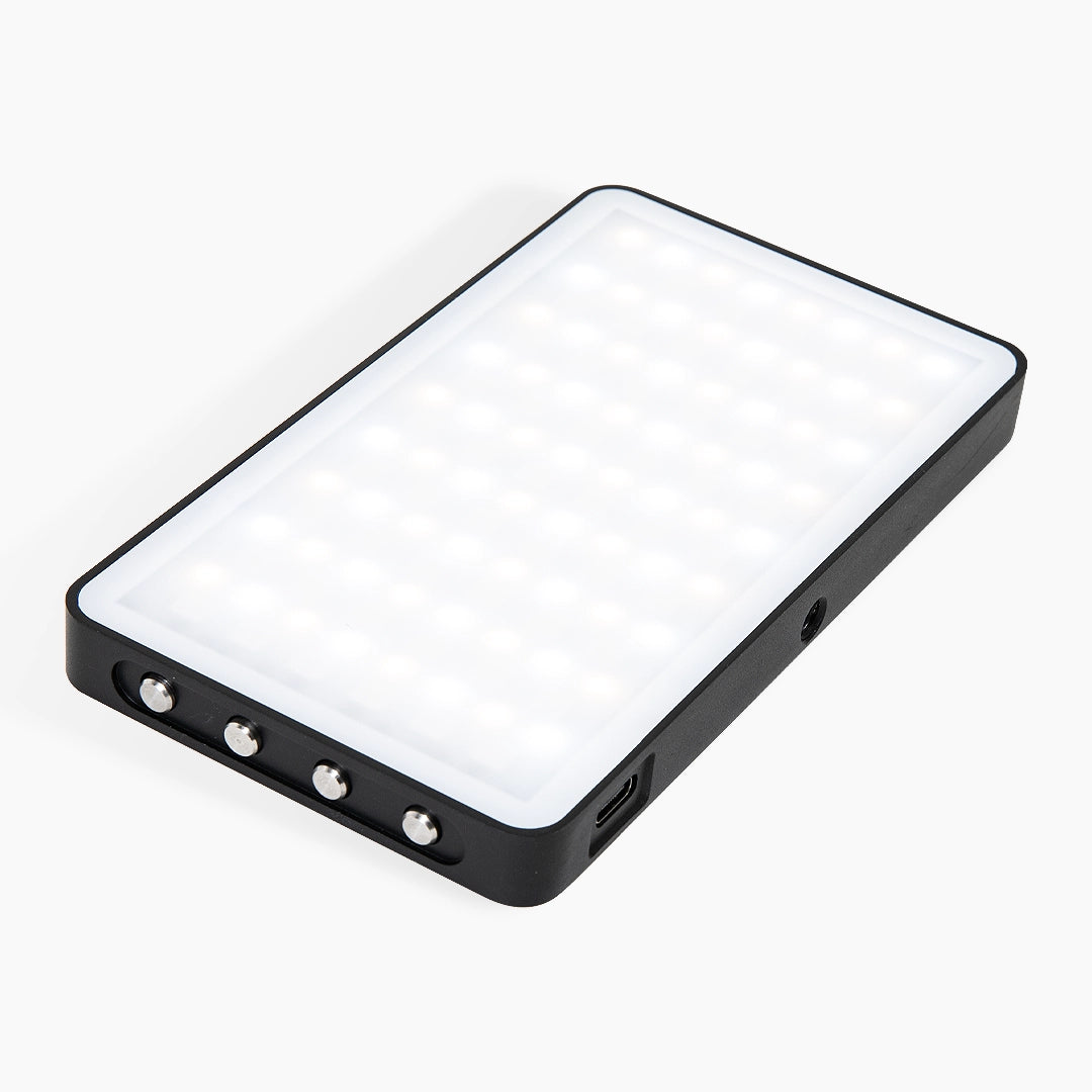 Rectangular LED light for content creation for Lash Technicians with black on a white background