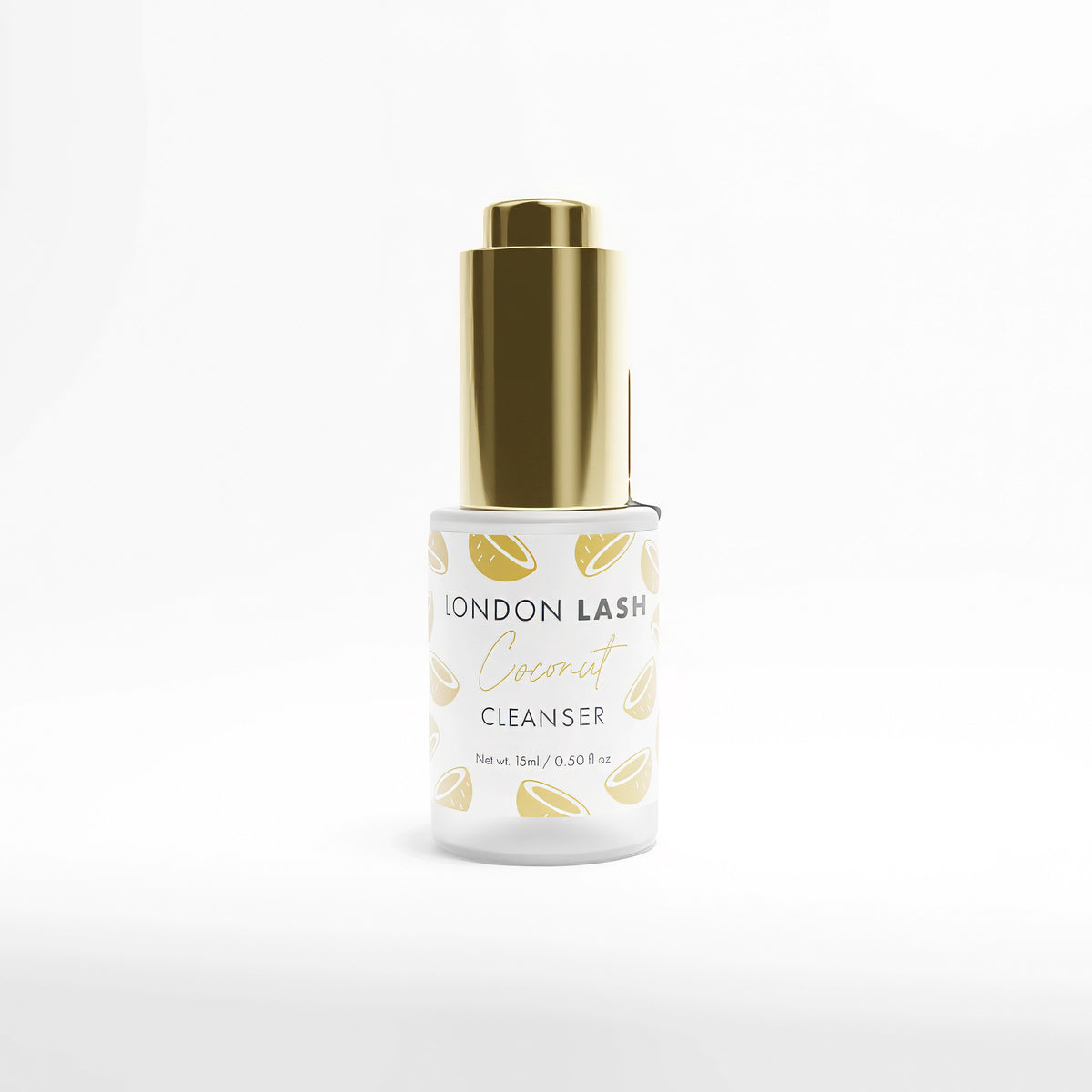Bottle of London Lash Coconut Cleanser on a white background