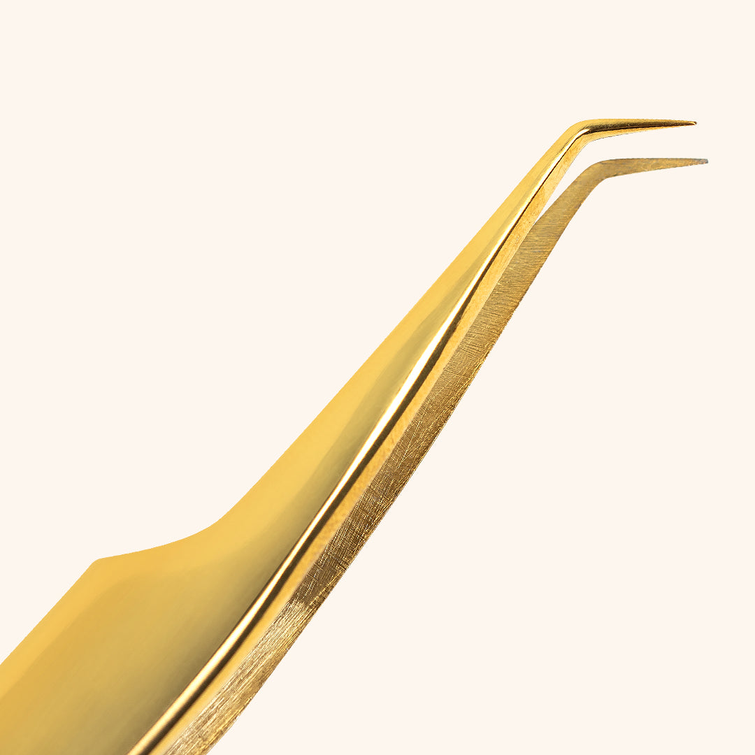 Professional Gold Long Slim Mega Volume Tweezers 