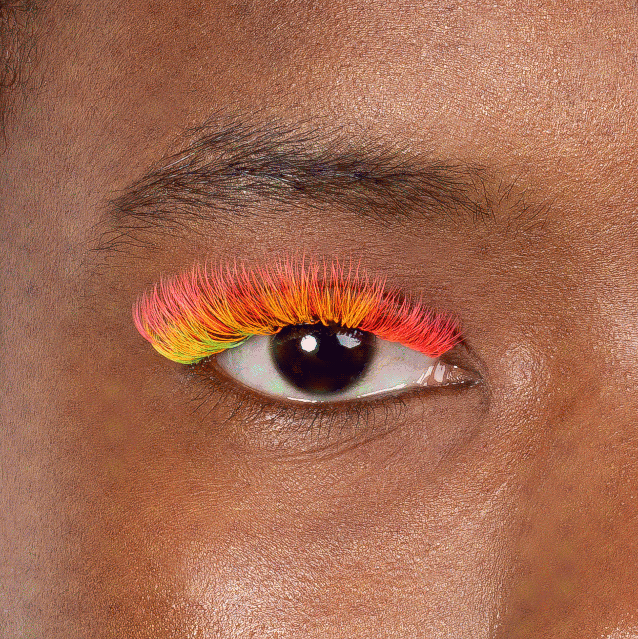 London Lash Volume Faux Mink Neon Lashes tray showing yellow orange pink and green lash strip