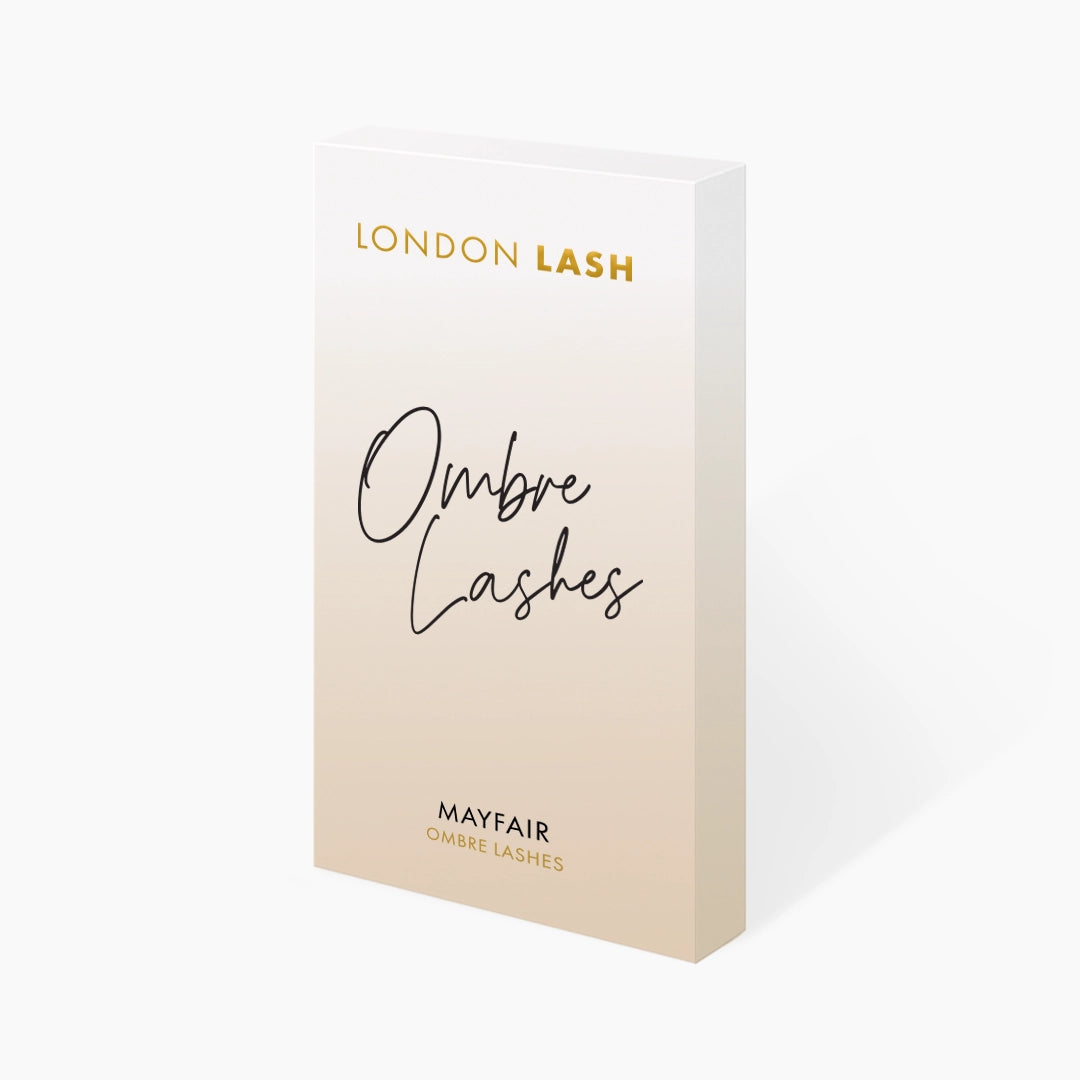 London Lash Pink Two-Tone Ombre Lashes 0.07 tray showing black to pink tip lash strips on white background