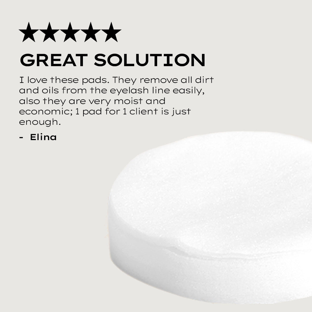 White pad with customer review text on a light gray background