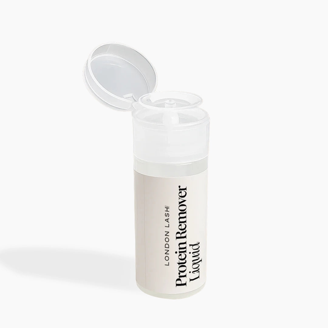 London Lash protein remover with a clear lid on a white background