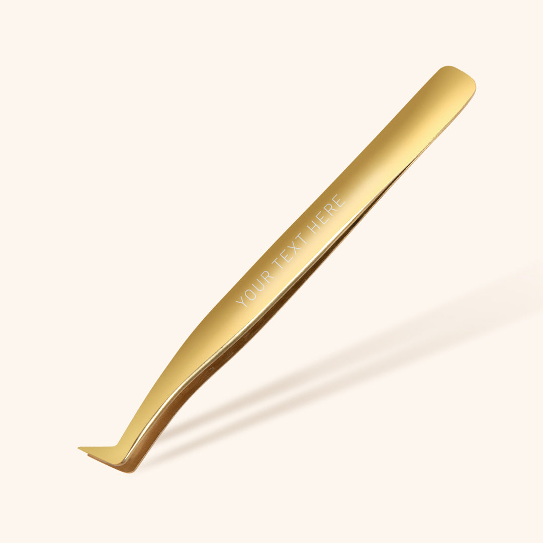 Gold eyelash extension tweezers