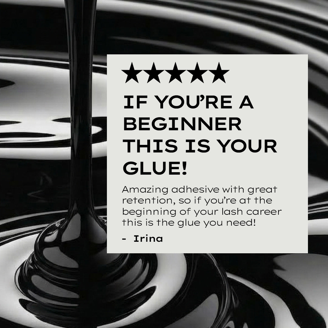 Five star rating review on a black and white abstract background.