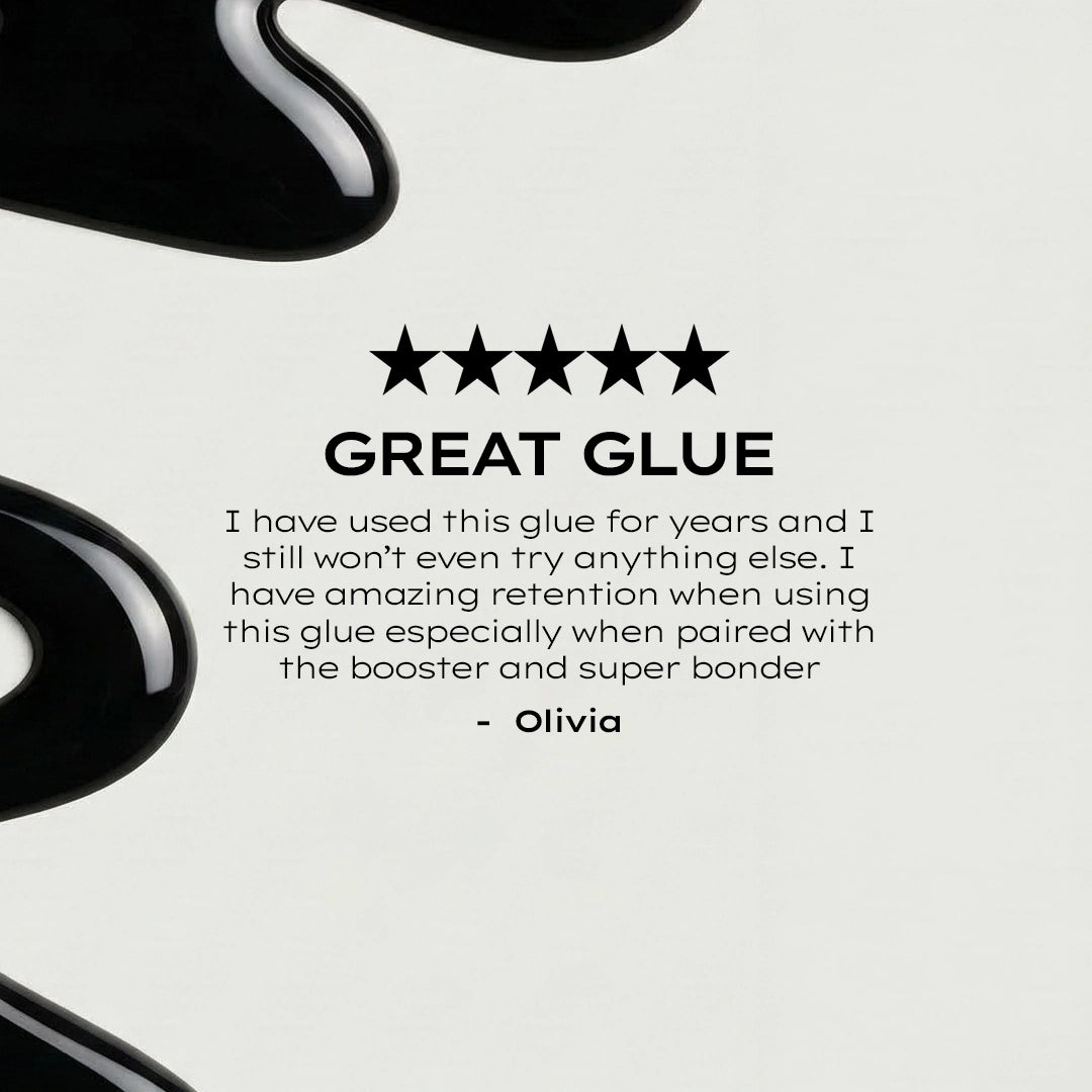Five-star rating for 'Great Glue' with a quote from Olivia praising its performance.