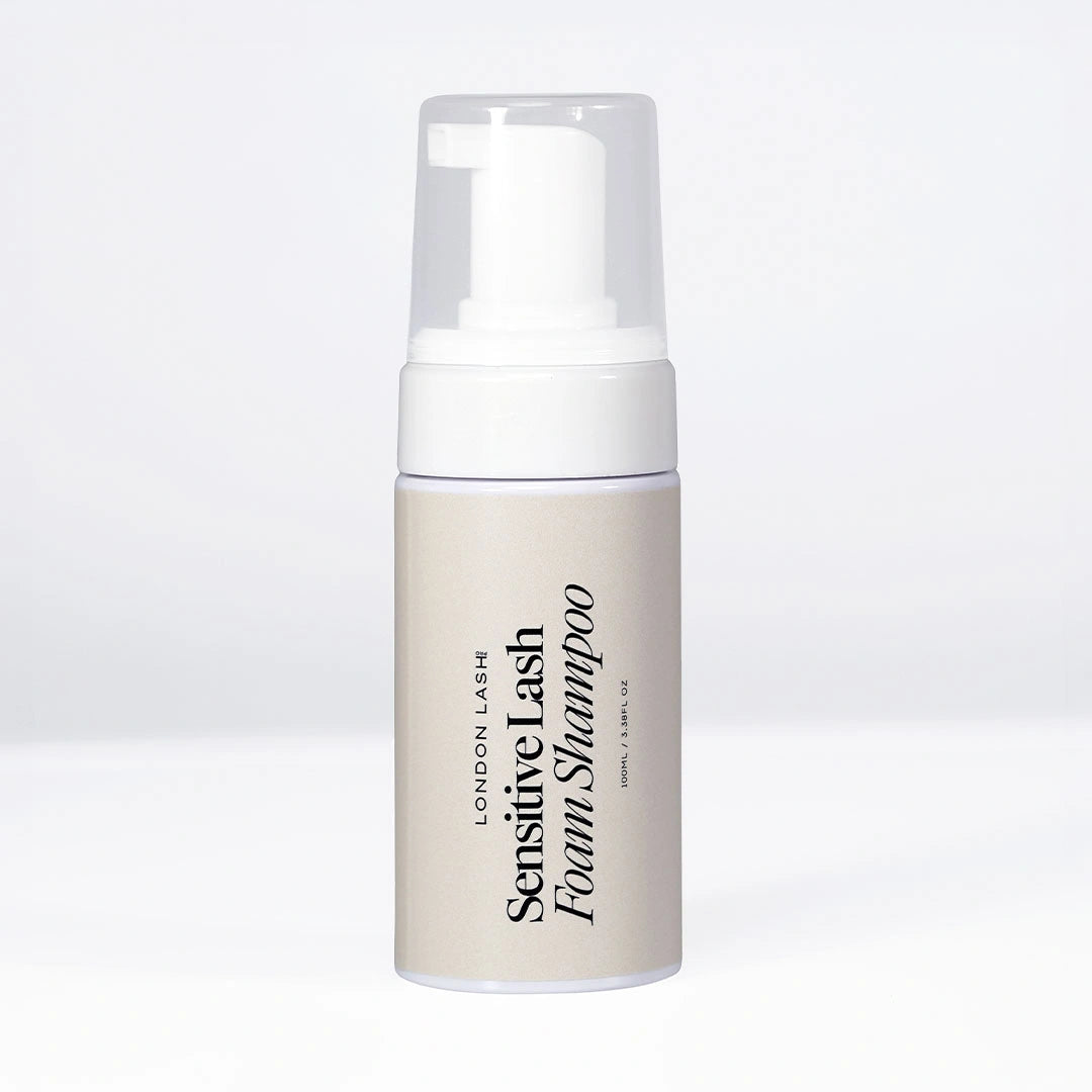Sensitive Lash Shampoo vertical bottle on a white background