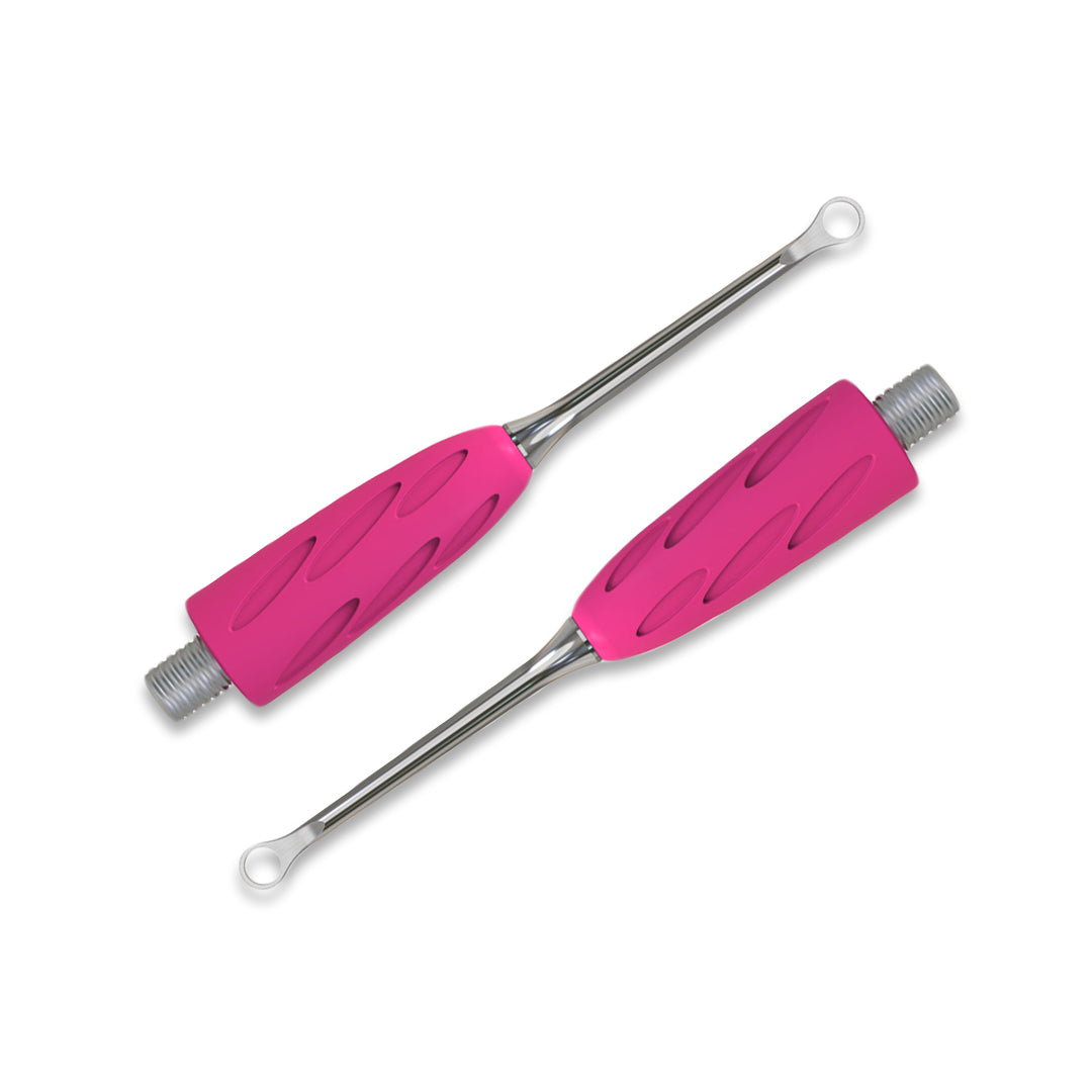 two side by side metallic with pink base Loop Pusher replacements for UNIQ COMBO tool