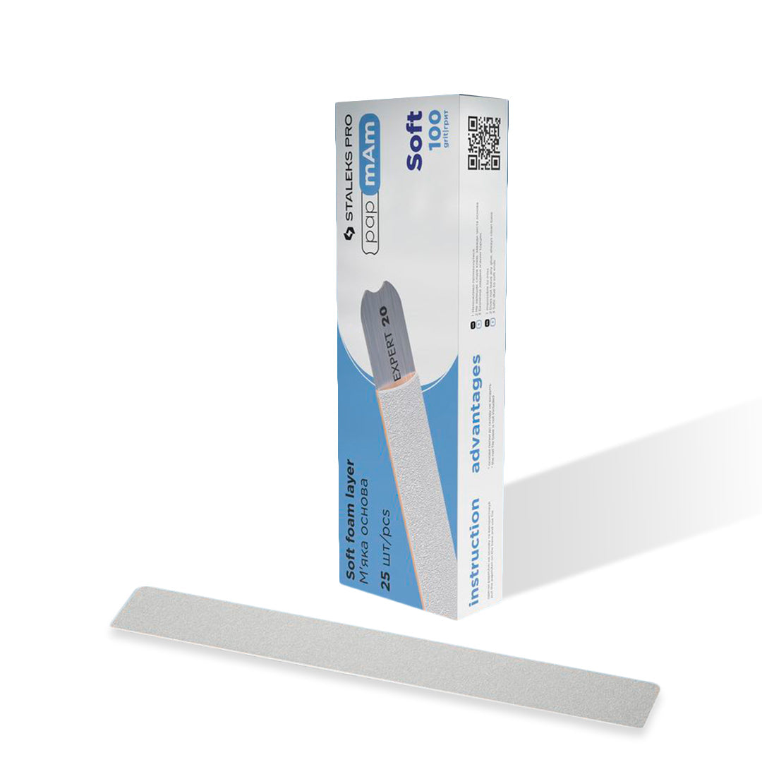 Staleks Disposable White Files with Soft Foam Layer EXPERT 20 (Various Grits, 25 pcs)