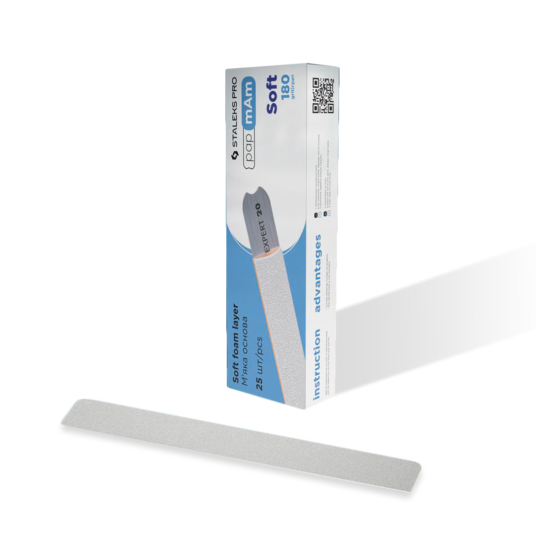 Staleks Disposable White Files with Soft Foam Layer EXPERT 20 (Various Grits, 25 pcs)
