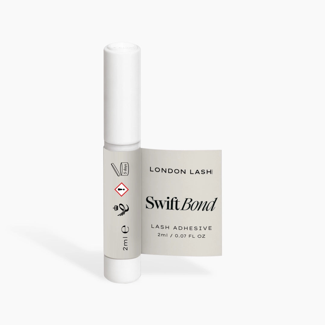 London Lash Swift Bond lash adhesive sample on a white background
