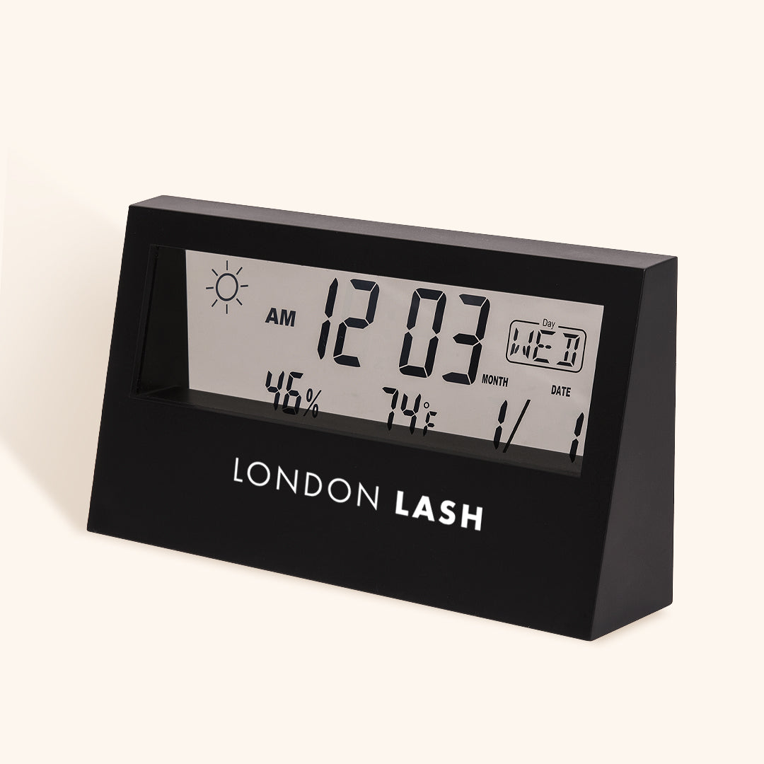 Lash Grafting LCD Digital Thermometer Hygrometer Temperature Humidity  Tester Weather Station Clock