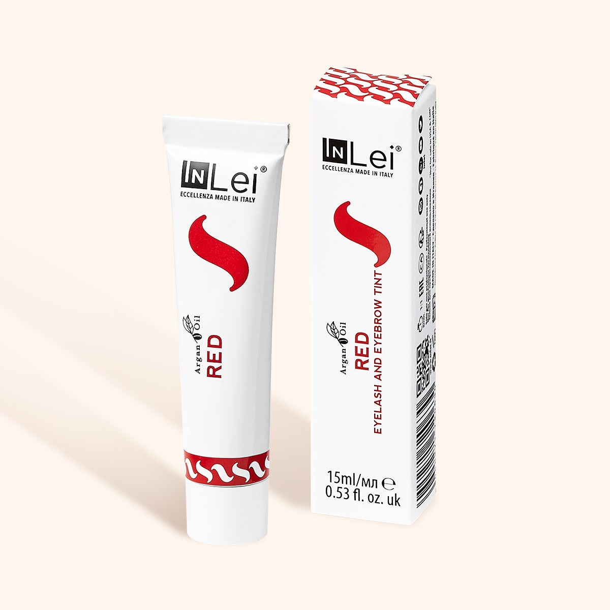 Lash and Brow red tint squeezable tube and box