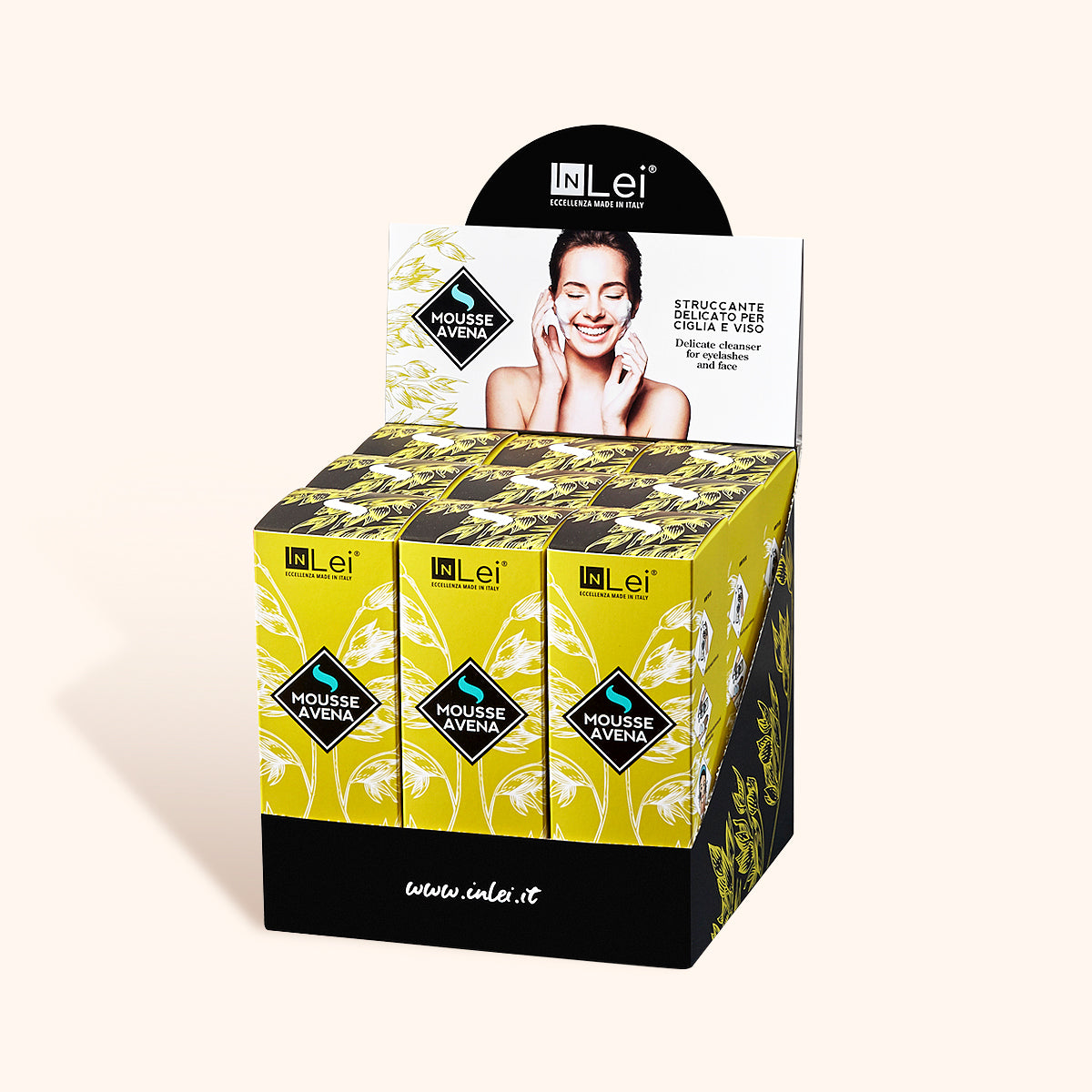 InLei® Delicate lash and brow shampoo Avena scent bottle box with nine units