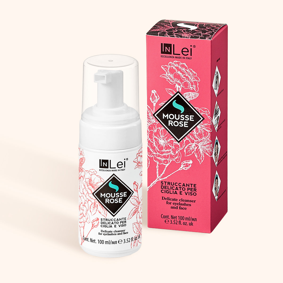 InLei® Delicate lash and brow shampoo Rose scent bottle