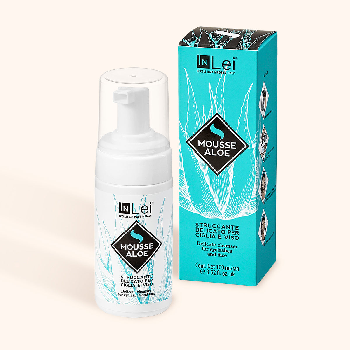 InLei® Delicate lash and brow shampoo Aloe Vera scent bottle and packaging